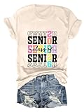 GAQEUWR Retro Senior 2026 Class of 2026 Graduation T Shirts, Casual O-Neck Graphic Tees Short Sleeve Tee Tops Beige