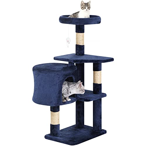 Image of BestPet | 36 inch Cat Tree Tower | Navy Blue | Sturdy Multi-Level Cat Tree
