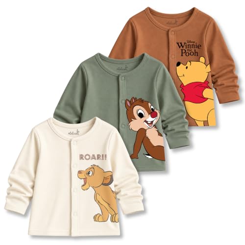 Image of minicult Cotton Unisex Front Open Full Sleeve T-Shirt with snap Buttons and Cute Prints Combo Pack