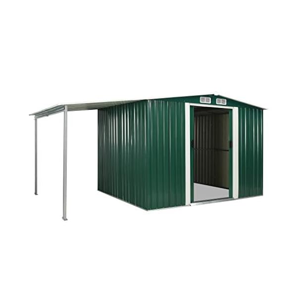 FAMIROSA Gerätehaus mit Schiebetüren Grün 386×205×178 cm Stahl – Bild 6