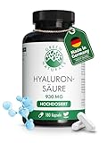 Green Naturals® Hyaluronsäure Kapseln – Hochdosiert: 930 mg vegane Hyaluronsäure pro Tagesdosis – 180 Kapseln für 2 Monate – Laborgeprüft in Deutschland