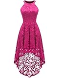Picture of Dressystar Women Halter Lace Wedding Guest Dress Hi-Lo Cocktail Party Bridesmaid Formal Dresses Rose XS