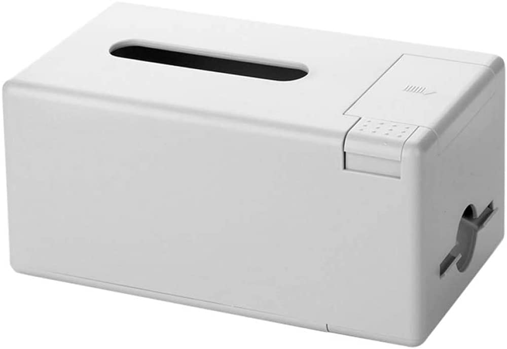 tissue box holder, Plastic Napkin Holder Multifunctional Tissue Paper Box Automatic Toothpick Dispenser Desk Organizer(Grey)