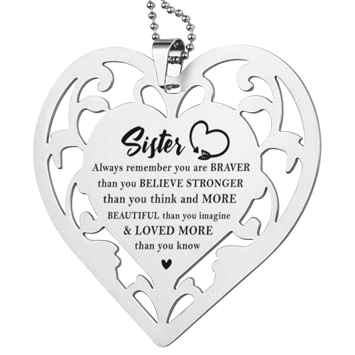 MOEOTOS Sister Gift for Female Friends Girl Female Leaders Women, Inspirational Gift for Birthday Encouragement Graduation, Heartfelt Braver Than You Believe Heart Shaped Hanging Keepsake Decor MD52