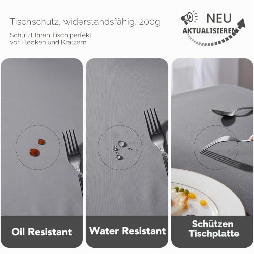 Deconovo Tischdecke Grau 130 x 220 cm Lotuseffekt Rechteckig – Ansicht 5