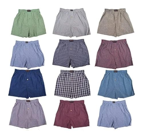 Andrew Scott Men's Cotton Blend Plaid Boxer Underwear Shorts |Big Man| Sizes S to 6XL - Multi Packs