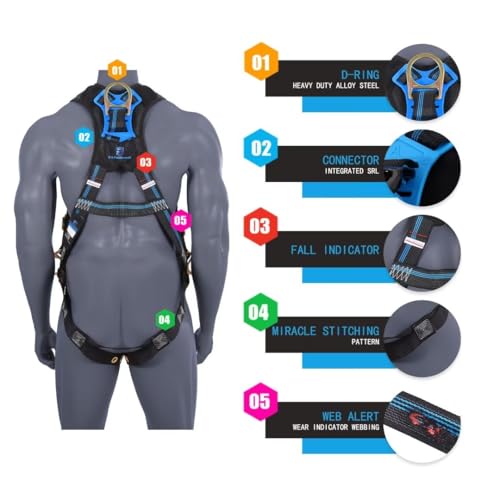 Image of Safety Harness Fall Protection,Fall Arrest Roofing Harness Safety Kit For Work Approved OSHA ANSI(M /L)