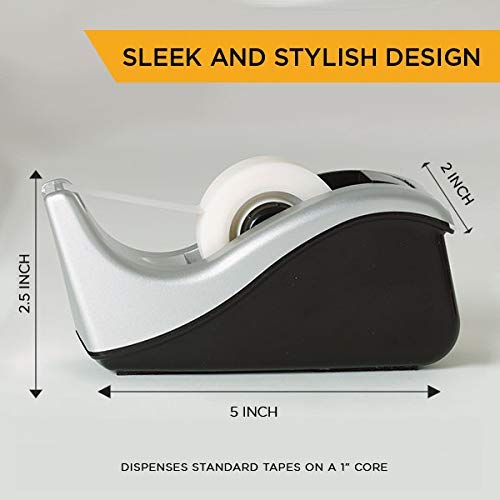 Image of 3M Scotch C60 Desktop Tape Dispenser | For tape rolls with 3 /4 inch Width on 1 inch Core | Silver and Black