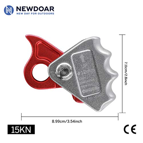 Newdoar Rope Grab Ascender 15Kn Riser Adjuster Fits 12Mm Rope For Rocking Climbing Protection Rescue(Red) #TOP2