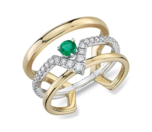 JewelryGift Yellow Gold Plated Geometric Triple Band Ring Created Emerald Faceted Gemstone Latest Statement Also a Great Choice for Lovers of Ring Stacks for Women and Girls UK: Z1 BNI_GPD19-1-Z1-A Cover