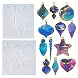 Wehous 2PCS Christmas Resin Molds, Christmas Pendant Keychain Silicone Mold, Christmas Ornament Molds for Epoxy Resin Casting, DIY Resin Accessories Jewelry Art Craft Home Xmas Decor Gift