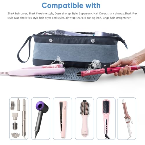 2IN1-Hair-Tools-Travel-Bag-with-Heat-Resistant-Mat-for-Flat-Irons-Straighteners-Curling-Iron-and-Haircare-Accessories-Compatible-with-Revlon-One-Step-Hair-Dryer-Brush