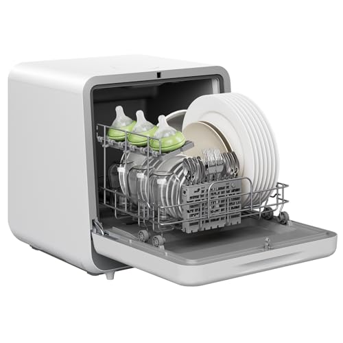 Comparison: Mini Dishwasher 6 Silonn Portable Countertop Dishwasher, Mini Dishwasher with 5L Water Tank for Apartments/RVs No Hookup Needed, Dish washer with 7 Wash Programs 4 Place Settings 360° Triple Spray System & Auto Air Dry