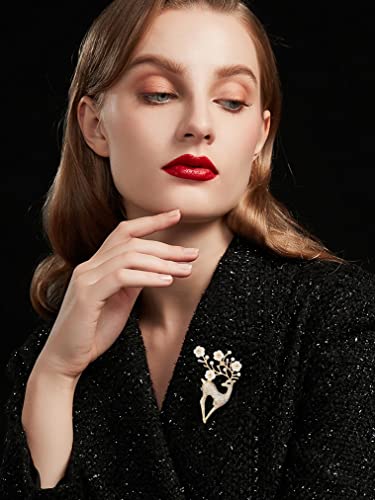 Brooches & Pins For Women, Flower Butterfly Dragonfly Heart Snowflake Brooch Pins, They Are The Best Choice For Women's Wedding Corsage Birthday Jewelry Gift Valentine's Day Christmas Gift (Yellow-Deer) #TOP3