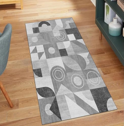 Alfombra de pasillo antideslizante y lavable que protege el suelo gris 2