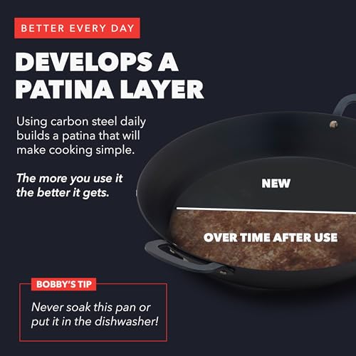 GreenPan x Bobby Flay 15” Carbon Steel Paella Pan, Pre-Seasoned, Nontoxic, PFAS-Free, Induction Compatible, Flat Bottom, Rice & Seafood Dishes, High Heat & Oven Safe Durable, Cast Iron Alternative - Thumbnail 3