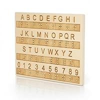 Braille Alphabet Brett, Braille Buchstaben Und Zahlen Braille Alphabet Braille-Griffbrett Gravur Braille für Blinde Sehbehinderte Ältere Menschen，Pädagogikwerkzeuge Escape Room