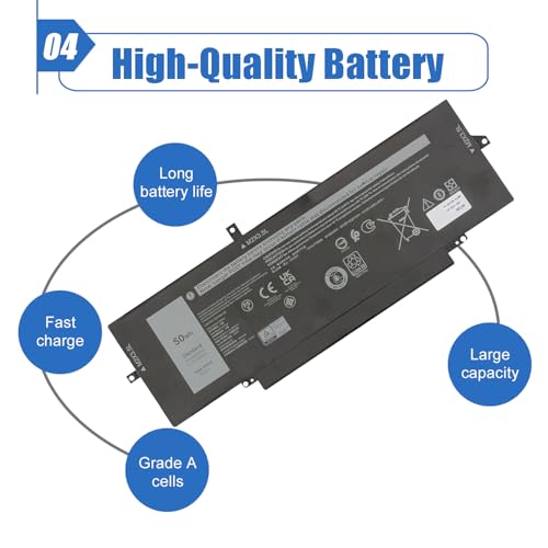 Image of 50Wh 47XV3 Laptop Battery Replacement for Dell Latitude 9330 2-in-1 Latitude 9330 Series 047XV3 GK1M0 0GK1M0 11.55V 4113mAh