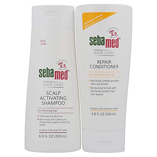 Sebamed Scalp Activating Shampoo for Thinning Hair and Repair Conditioner Set (200mL Bottles)