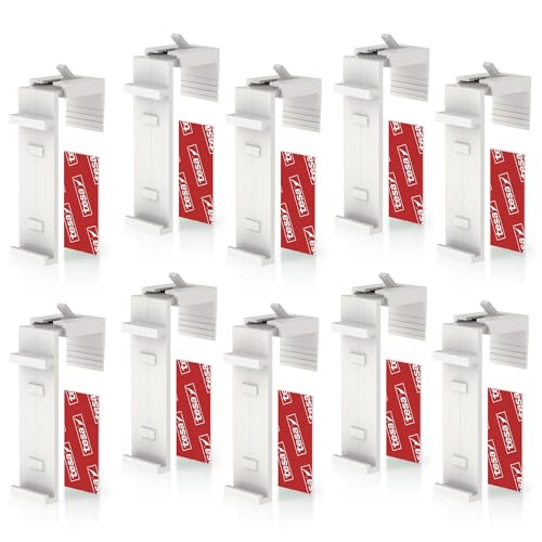 KLEMMFLEX Klemmhalter kurz für Klemmfix Rollo, Doppelrollo, Duo-Rollo, ohne Bohren zum Klemmen und Kleben, 10 Stück, als Zubehör Ersatzteil für die Aufhängung, Befestigung am PVC-Fenster, Tür