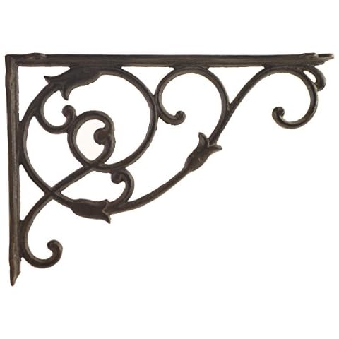 Import Wholesales Decorative Cast Iron Wall Shelf Bracket Ornate Vine Rust Brown 13.5" Deep Cover