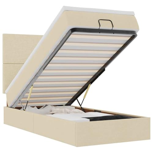 Fasba Ottoman-Bett mit Matratze & LEDs Creme 80x200 cm Stoff, Polsterbett Doppelbett Stilvolles Funktionsbett mit hydraulischem Stauraum3313883 – Bild 3