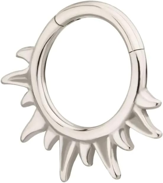 Pierced Owl 14-16GA 316L Stainless Steel Sun Rays Hinged Segment Clicker Ring - Image 3
