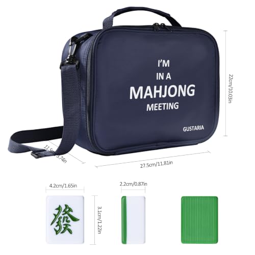 GUSTARIA Chinese Mahjong Set, 1.65'' Large Size Tiles, Mahjong Game Set with 144 Green Tiles & Blue Carrying Bag by GUSTARIA - Used condition - Image 2