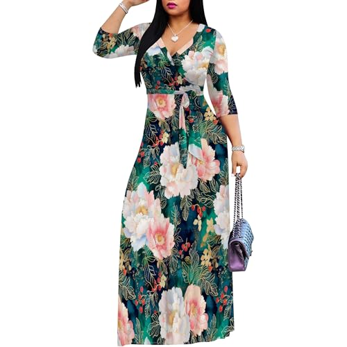 Image of PinkPatty Plus Size Maxi Dress for Women 3 /4 Sleeve Casual Long Dress