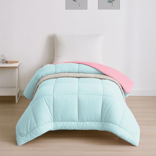 Image of HOME ELEGANCE Comfort Living Microfiber Reversible AC Comforter, 120 GSM, Soft & Cozy, Lightweight Quilt, All Season use, Machine Washable, Single - 60x90 inches - Candy Sky