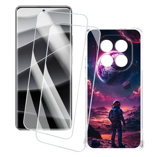 OAGELIM 2�Z�b�g �X�N���[���v���e�N�^�[ + �P�[�X Xiaomi Redmi Note 14 Pro+ 5G (6.67 �C���`) �Ƃ̌݊������� �A�[�e�B�X�e�B�b�N�J�X�^���v�����g�J�o�[�Ƌ����K���X�t�B���� �X�N���b�`�h�~ (�F����s�m)