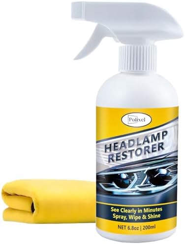 POLIXEL Headlight Cleaner Spray Instant Restoration for Yellowing, Oxidation & Foggy Haze Headlights Car Headlamp Cleaner & Restoration Kit Safe for Cars, Trucks, SUVs & Motorcycles – 6.8oz