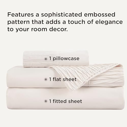 Image of Bedsure Twin XL Sheets Dorm Bedding - 3 Pieces Soft Extra Long Twin Sheets, Breathable & Cooling Bed Sheets Set, Oeko Tex, Easy Care Microfiber for Women, Men, Cream