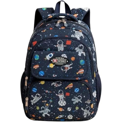 Mochila Escolar Infantil Astronauta Acolchoada Reforçada para Meninos 7-12 Anos Design Espacial