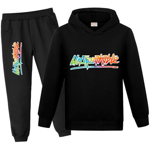 JIAZHONG Boys Tracksuit Girls Hoodie Sweatshirt and Pants 2pcs Kids Cartoon Print Gamer Pullover Clothes Sets