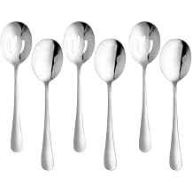 24 Pieces Serving Spoon Set, 8.7 Inch, Includes 12 Serving Spoons and 12 Slotted Spoons, Large Stainless Steel Buffet Banquet Utensils Cutlery Set for Home, Kitchen, Silver