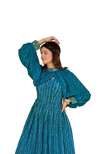 Image of ODD BY chansi TRENDZ Women's Poly Georgette Long Sleeves V-Neck Flared Kurti