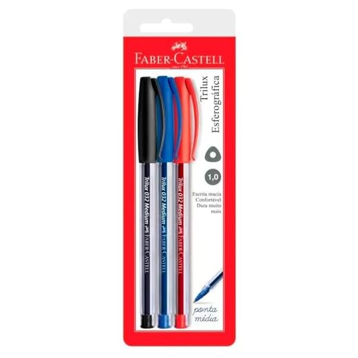 Caneta Esferográfica Trilux Média, Faber-Castell, SM/032, Multicor