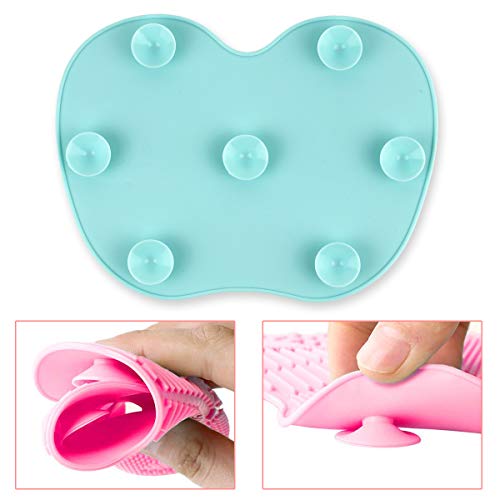 Ranphykx Silicon Makeup Brush Cleaning Mat Makeup Brush Cleaner Pad Cosmetic Brush Cleaning Mat Portable Washing Tool Scrubber with Suction Cup (green) - Thumbnail 2