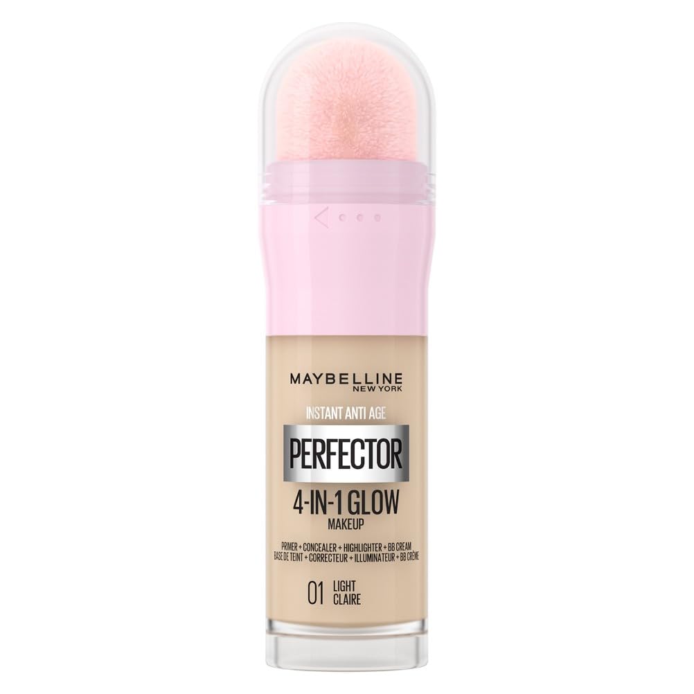 New York Instant Anti Age Rewind Perfector, 4-In-1 Glow Primer, Concealer, Highlighter, Self-Adjusting Shades, Evens Skin Tone with a Glow Finish, Shade: 01 Light