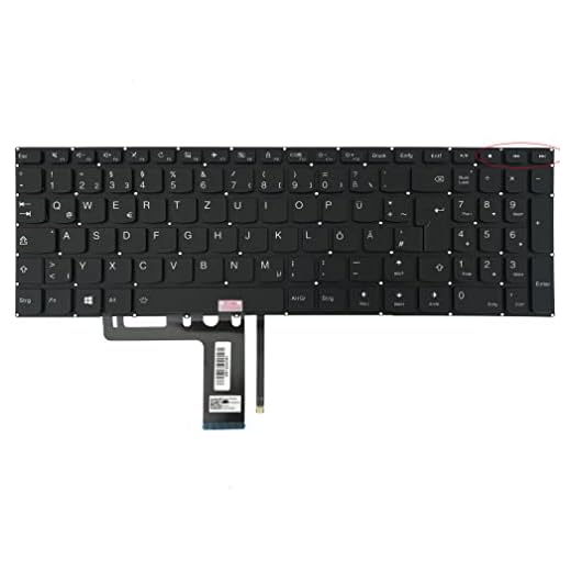 (Version 1) tyskt tangentbord – med belysning, utan ram – för Lenovo V110-15IAP 80TG012HGE, V110-15IAP 80TG012NGE, V110-15IKB 80TH001YGE, V110-15IKB 80TH002DGE, V1150-155555555555 ISK 80TL00ACGE