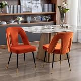 NicBex Dining Chairs Set of 2 Velvet Upholstered Kitchen Dining Chairs with Nailhead Trim for Dining Room-Orange