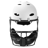 Tontron Slowpitch Softball Helmet | Pitchers/Fielders Mask | Multiple Colors (Matte Whitepearl, Large)