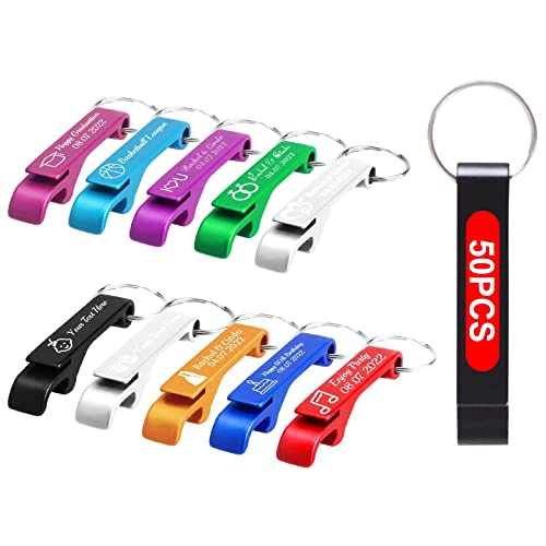 50Pcs Personalized Bottle Opener Keychain Bulk Custom Bottle Opener Party Wedding Favor With Logo Text Engraved Customized Metal Bottle Opener Gifts #TOP19