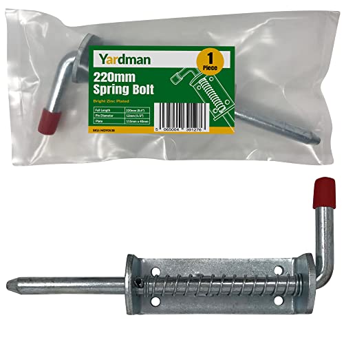 YARDMAN 220mm Spring Loaded Bolt – 1-PCE Bright Zinc Plated Gate Trailer Drop Shoot Lock Latch - Heavy Duty