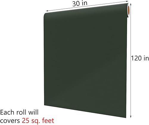 Miniatura 7 de Decotalk Papel tapiz de 30 x 120 pulgadas, tipo despegar y pegar, verde oscuro, adhesivo, para paredes o armarios, se puede retirar, de vinilo,