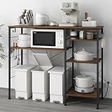 MoonMeguriキッチン収納 キッチンツールラック キッチンベイカーラック 幅80×奥行40×高さ100cm 全体耐荷重105kg 7色展開 高さ5段階調整可能 2口コンセント・L字フック(2個)・S字フック(4個)・キャスター付き クロスバー 組立かんたん キッチンラック ゴミ箱上ラック 食器棚 電子レンジ棚 炊飯器 オーブントースター 省スペース 大容量(ダークブラウン, 幅80cm)