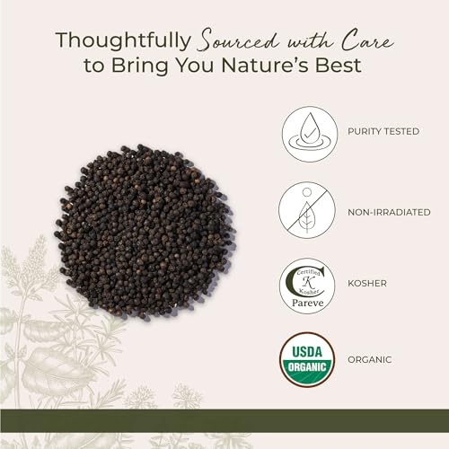 Starwest Botanicals Organic Whole Black Pepper - Black Peppercorns for Grinder Refill, Sourced from India, Sri Lanka, & Vietnam, Certified Kosher, Non-GMO - Bulk 1 lb Bag
