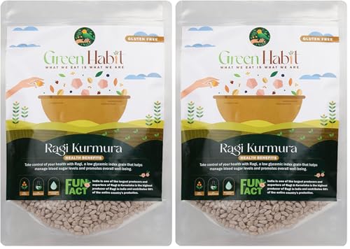 Image of Greenhabit Ragi KURMURA MURMURA aka Ragi Puff for Healhty Breakfast Snack Food (200 gm pack of 4)