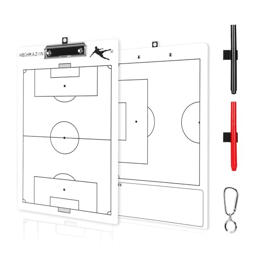 HIGHRAZON Soccer Coaches Clipboard, White Double-Sided Dry Erase Coach Clipboard, Soccer Whiteboard for Coaches, Lineup White Board with Marker for Coaches Gift